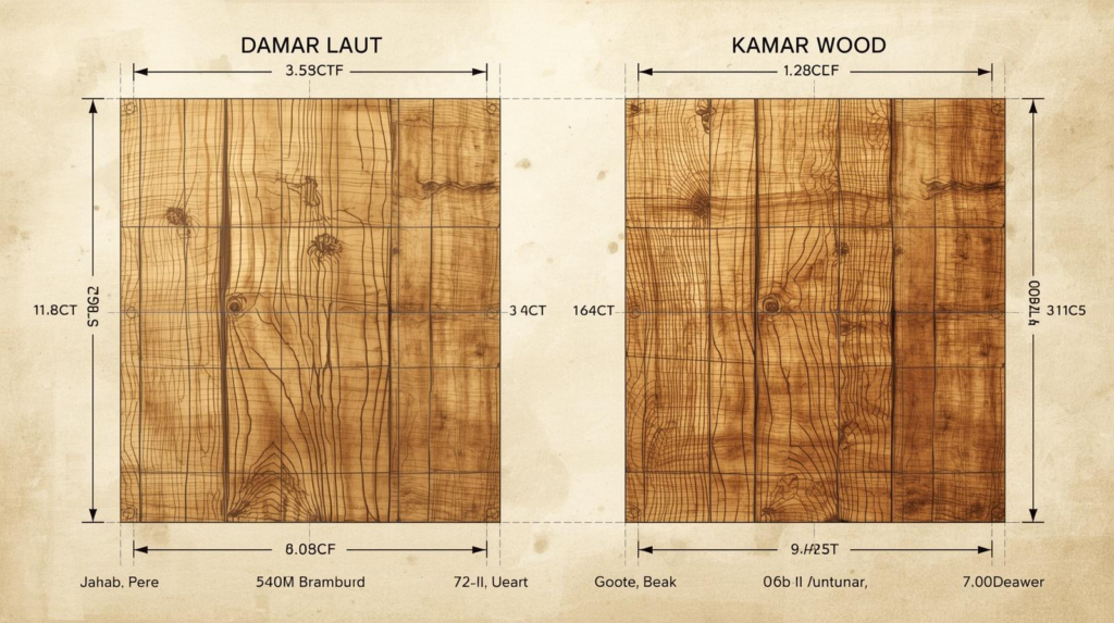 Kayu Damar Laut vs Kayu Kamar untuk Rangka Kapal